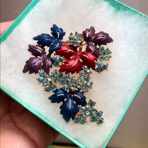 Vintage Jewel-tone Rhinestone Brooch